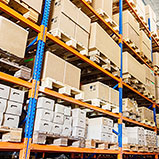 stacked warehouse shelves