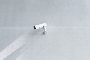 wall with security camera