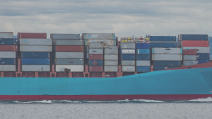 Containers on shipping vessel at sea
