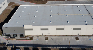 Aerial view of exterior of warehouse facility in El Paso