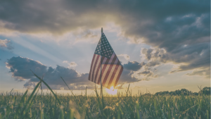 American flag in a field of grass